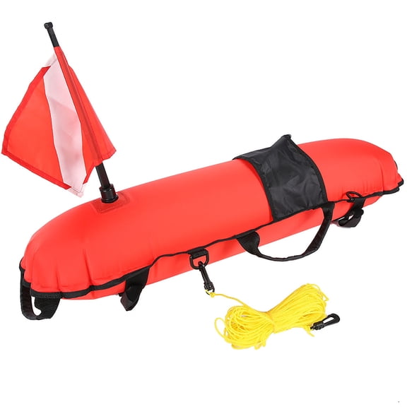 KEEP DIVING Scuba Diving Inflation Torpedo Buoy Signal Float Ball & Flag With 74.5 ft / 22.7 m Rope
