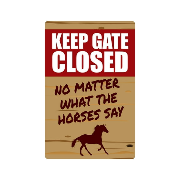 KEEP GATE CLOSED Horse Aluminum Sign warning animal Horse farm | Indoor/Outdoor | 24" Tall