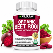 KEEPEAK Organic Beet Root Capsules 1950mg Beet Root Supplement Support Circulation Heart Health 90 Tablets