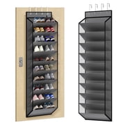 KEEPJOY 10 Tiers Mesh Over Door Shoe Organizer Storage, Hanging Shoe Holder for Door with Large Deep Pockets, Holds 20-30 Pairs of Shoes,Grey
