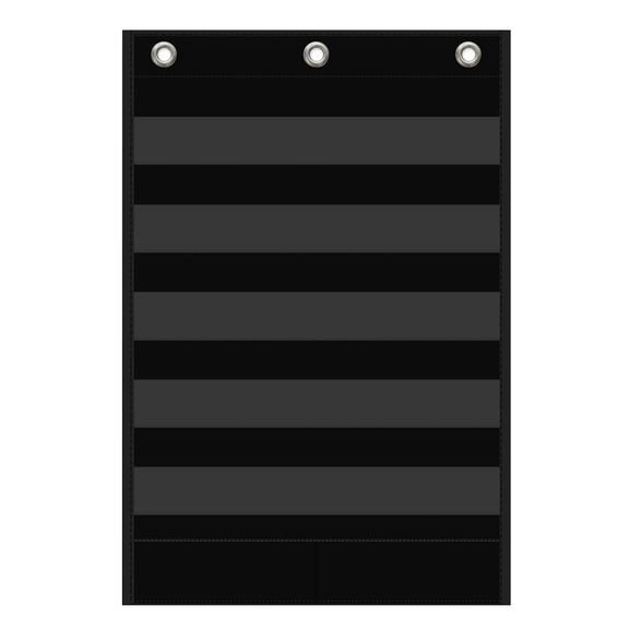 KEEPJOY Standard Pocket Chart for Classroom - 5+1 Black Pocket Chart for Alphabet Learning Word Wall Calendar Daily Schedule Sentence Strips Sticker Display, Teacher Supplies for Home