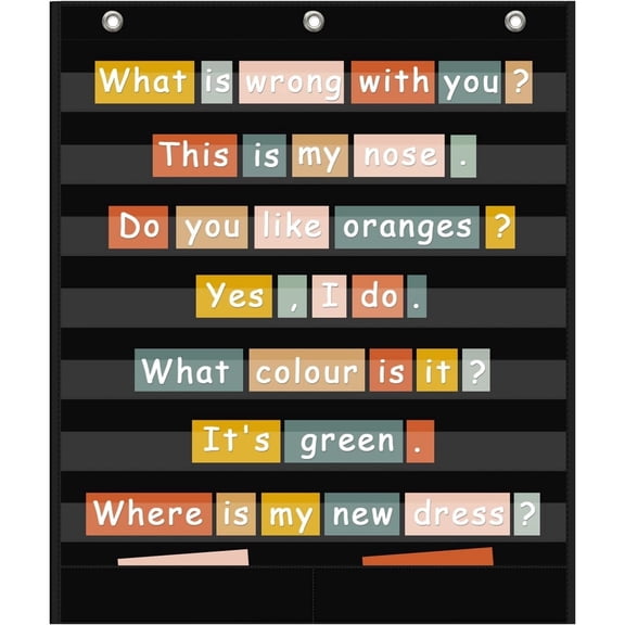 KEEPJOY 7+2 Pockets Standard Pocket Chart, Clear 7 Pockets Words Chart with 2 Extra Storage Pocket for Classroom Home Office Use,Large Size:33.2”x 28” Letter Cards, Word Wall and Sentence Strips