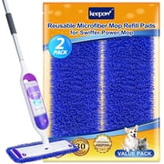 KEEPOW 2 Pack Reusable Power Mop Refill Pads Compatible with SwifferPowerMop, Microfiber Power Mop Refills, Power Mop Pads for Hardwood Floor Cleaning,Blue(Mop is Not Included)