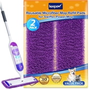 KEEPOW 2 Pack Reusable Power Mop Refill Pads Compatible with SwifferPowerMop, Microfiber Power Mop Refills, Power Mop Pads for Hardwood Floor Cleaning(Mop is Not Included)
