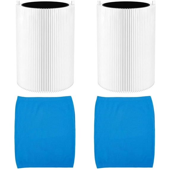 KEEPOW 411 Replacement Filter for Blueair Blue Pure Air Purifier 411, Including 2PCS Particle Carbon Filter and 2PCS Blue Fabric Pre-filter