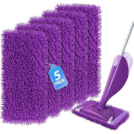 KEEPOW 5 Pack Wet Jet Pads Refills Compatible with SwifferWet jet, Reusable Pads for WetJet Wood Floor Cleaning