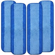 KEEPOW Microfiber Cleaning Pads for Bona Mop, Washable & Reusable Mop Pads for Hard Surface Floors, 18.3'' X 7.5'', Blue, 4 Pack