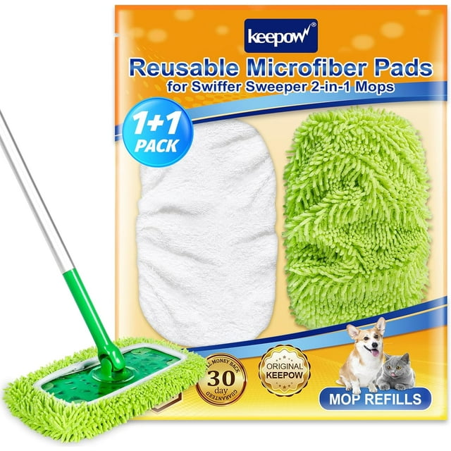 KEEPOW Reusable Dry & Wet Mopping Cloths, Microfiber Mop Pads for ...