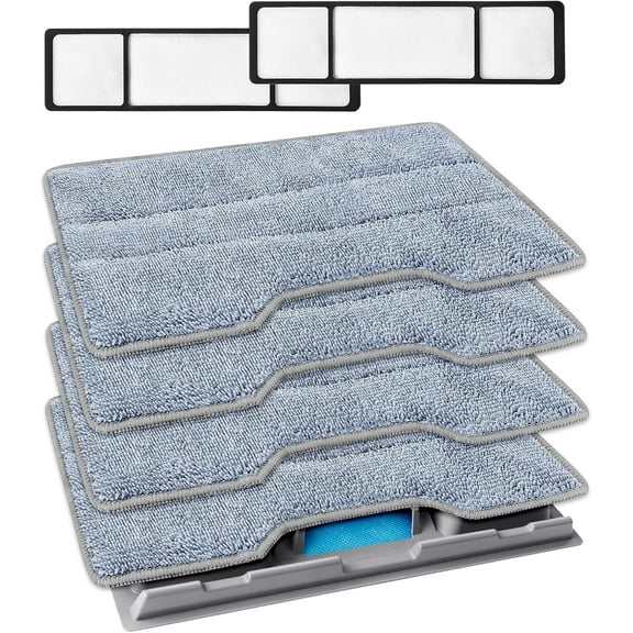 KEEPOW Reusable Pads Compatible with Shark VM252 VM200P12 VM252P10 VC205 VM190 VM200 QM250 VM250, Microfiber Washable mop Pads Refills with Upgraded Design(1 2 4 Pads)