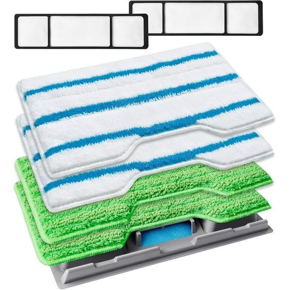 KEEPOW Reusable Replacement Pads Compatible with Shark mop VM252 VM200 VC205 VM250 /QM250 VM190 VM200P12, Washable Vacuum Mop Pad Refills, Upgraded Design of Dirt Chamber (1+2+2+2 Pads)