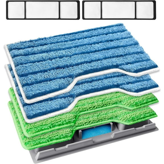 KEEPOW Reusable Replacement Pads Compatible with Shark mop VM252 VM200 VC205 VM250 /QM250 VM190 VM200P12, Washable Vacuum Mop Pad Refills, Upgraded Design of Dirt Chamber (1 2 2 2 Pads)