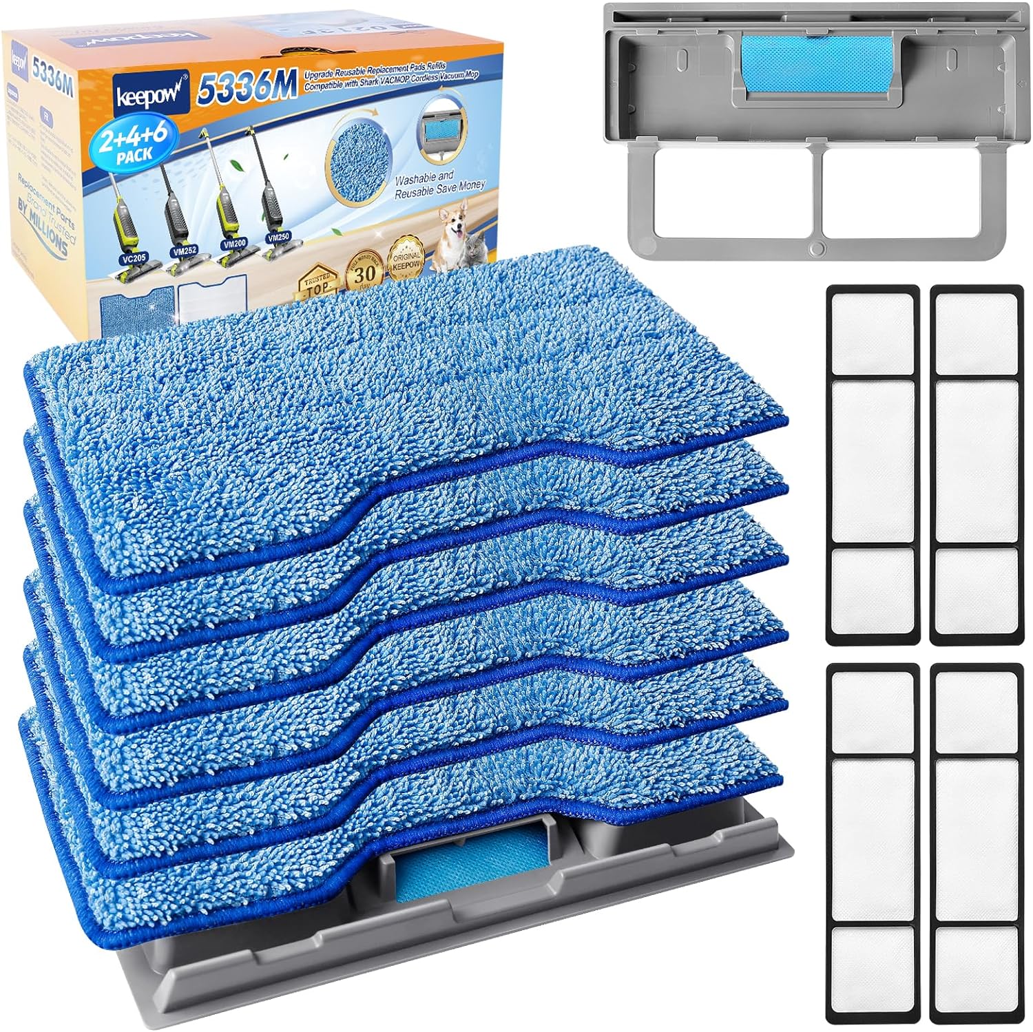 KEEPOW Reusable Vacmop Replacement Pads Compatible with Shark Vac Mop