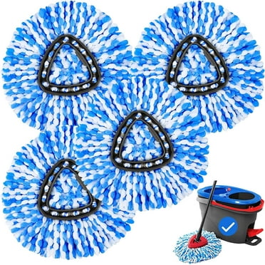 KEEPOW RinseClean Spin Mop Replacement Head,4 Pack Spin Mop Refills Compatible with EasyWring RinseClean 2 Tank Dual System, Microfiber Mop Head for Deep Cleaning