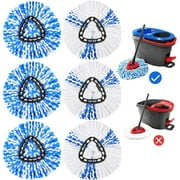 KEEPOW RinseClean Spin Mop Replacement Head, 6 Pack Microfiber Mop Refills Compatible with EasyWring RinseClean 2 Tank System for Floor Cleaning