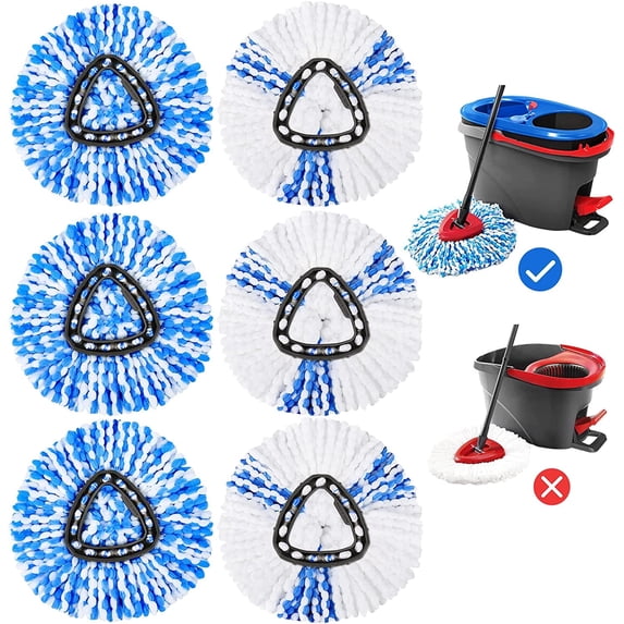 KEEPOW RinseClean Spin Mop Replacement Head, 6 Pack Microfiber Mop Refills Compatible with EasyWring RinseClean 2 Tank System for Floor Cleaning