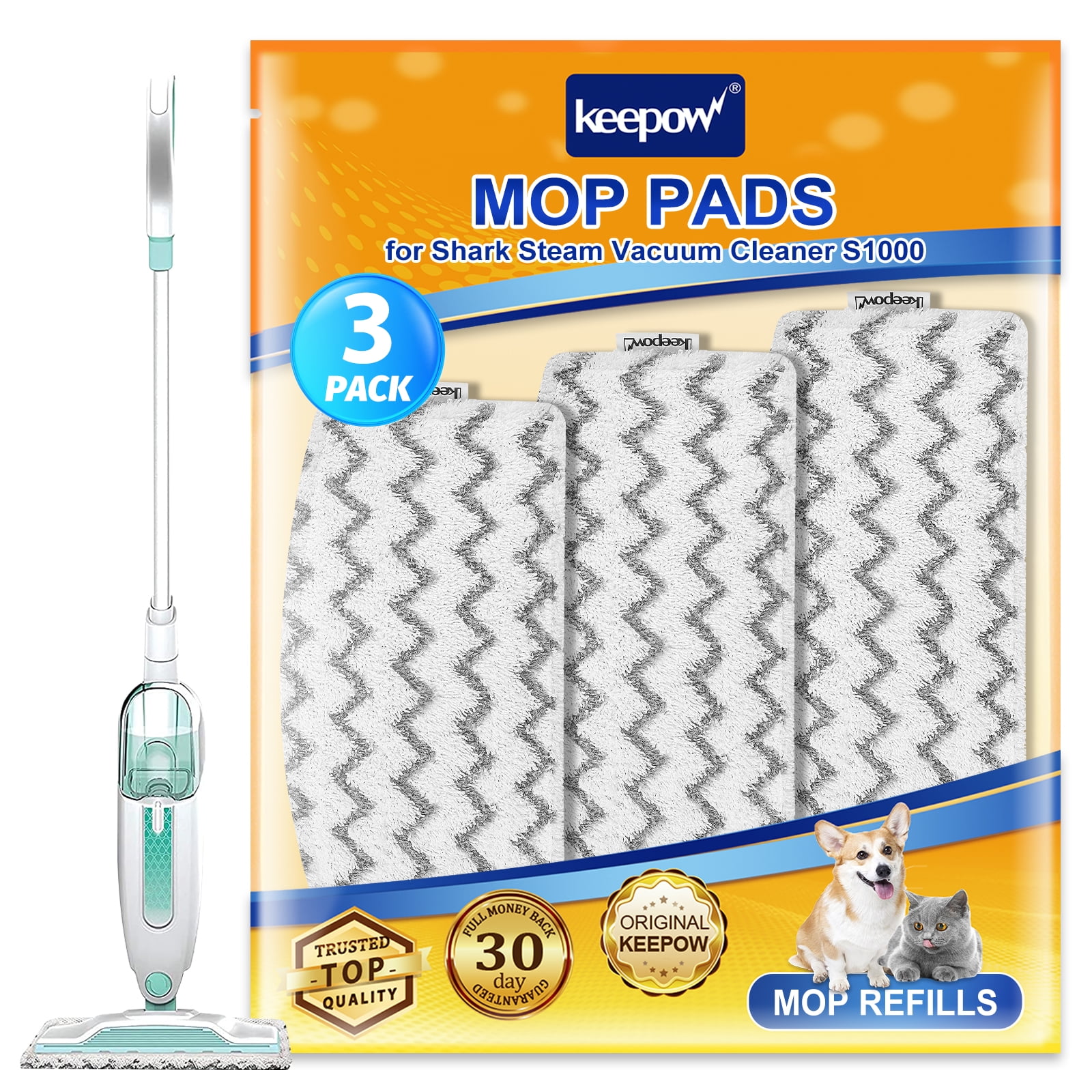 KEEPOW Steam Mop Pads for Shark Hard Floor Cleaner S1000 Series