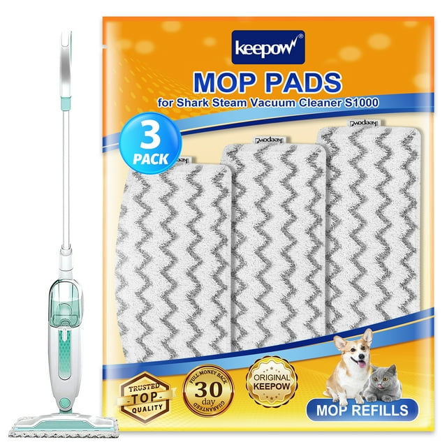 KEEPOW Steam Mop Pads for Shark Hard Floor Cleaner S1000 Series, Cleaning Dirt Steamer, 3 Packs