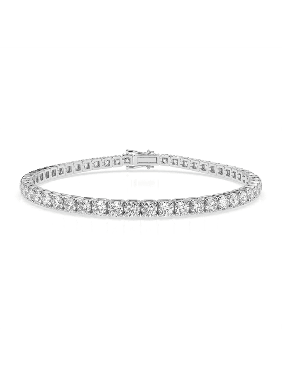 Moissanite White Diamond Tennis Bracelet 12.9k, 18k Gold Plated Silver
