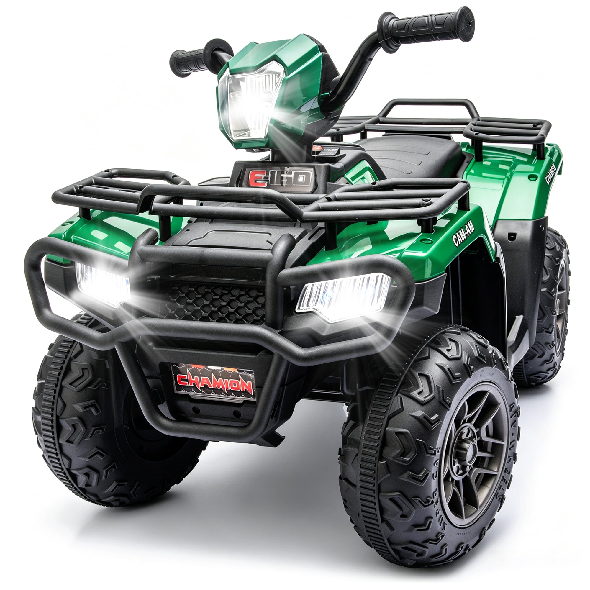 KEEPSUN 24V Kids ATV, Ride on Toys for Toddlers, 4 Wheeler Electric Quad with Bluetooth, Music, Spring Suspension, LED Lights, 2 Storage Racks, Ride On Car for Boys Girls Gift - Green