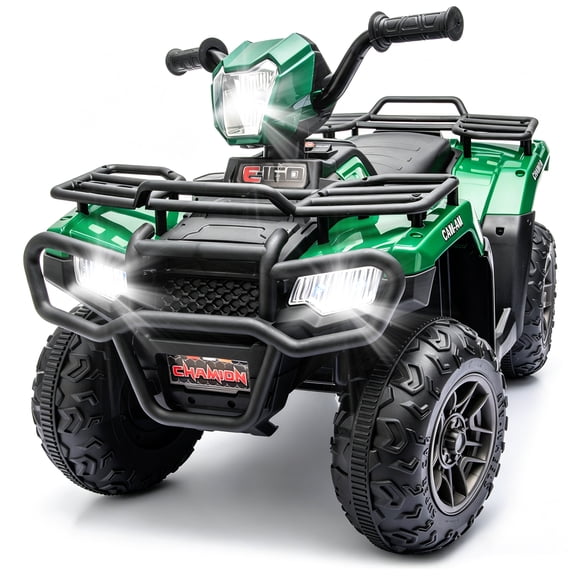 KEEPSUN 24V Kids ATV, Ride on Toys for Toddlers, 4 Wheeler Electric Quad with Bluetooth, Music, Spring Suspension, LED Lights, 2 Storage Racks, Ride On Car for Boys Girls Gift - Green