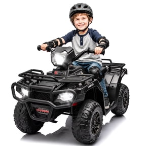 KEEPSUN 24V Kids ATV, Ride on Toys for Toddlers, 4 Wheeler Electric Quad with Music, Spring Suspension, LED Lights, 2 Storage Racks, Ride On Car Gift for Boys Girls Ages 2-4 - Black