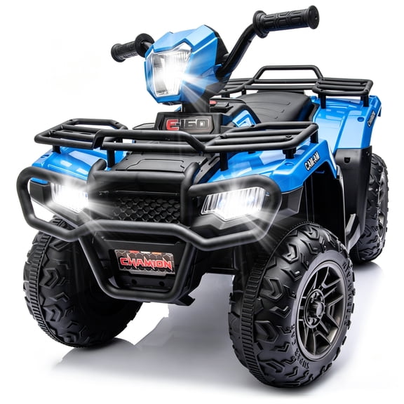KEEPSUN 24V Kids ATV, Ride on Toys for Toddlers, 4 Wheeler Electric Quad with Bluetooth, Music, Spring Suspension, LED Lights, 2 Storage Racks, Ride On Car for Boys Girls Gift - Blue