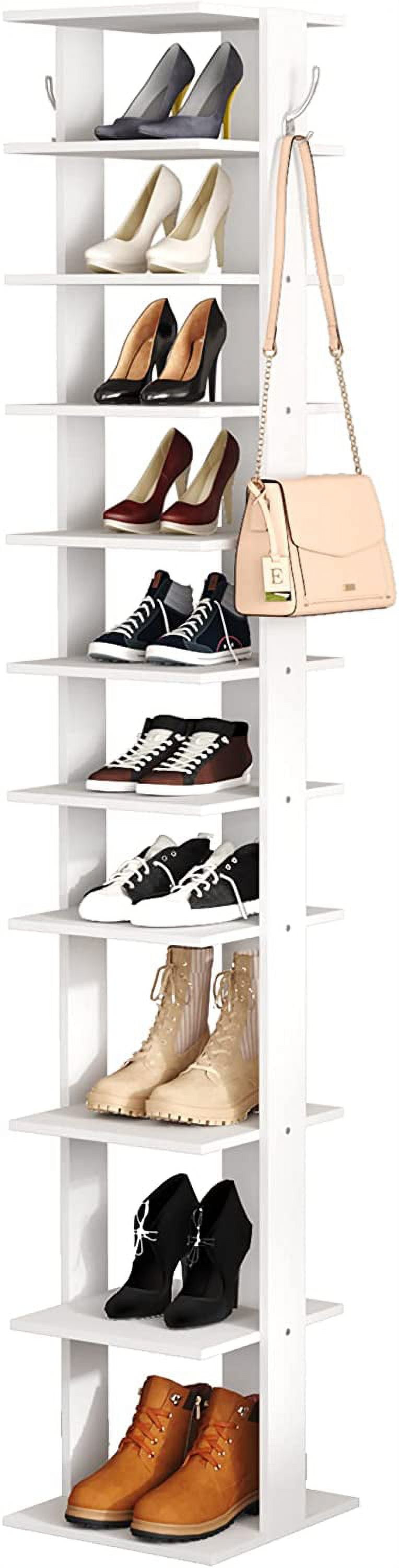 KEERDAO 10-Tier Vertical Shoe Rack, Corner Shoe Tower, Slim Shoe ...