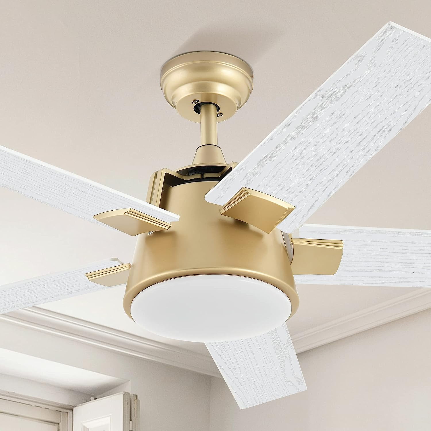 KEERDAO Ceiling Fan with Light and Wall Switch Remote, 52 Inch Modern