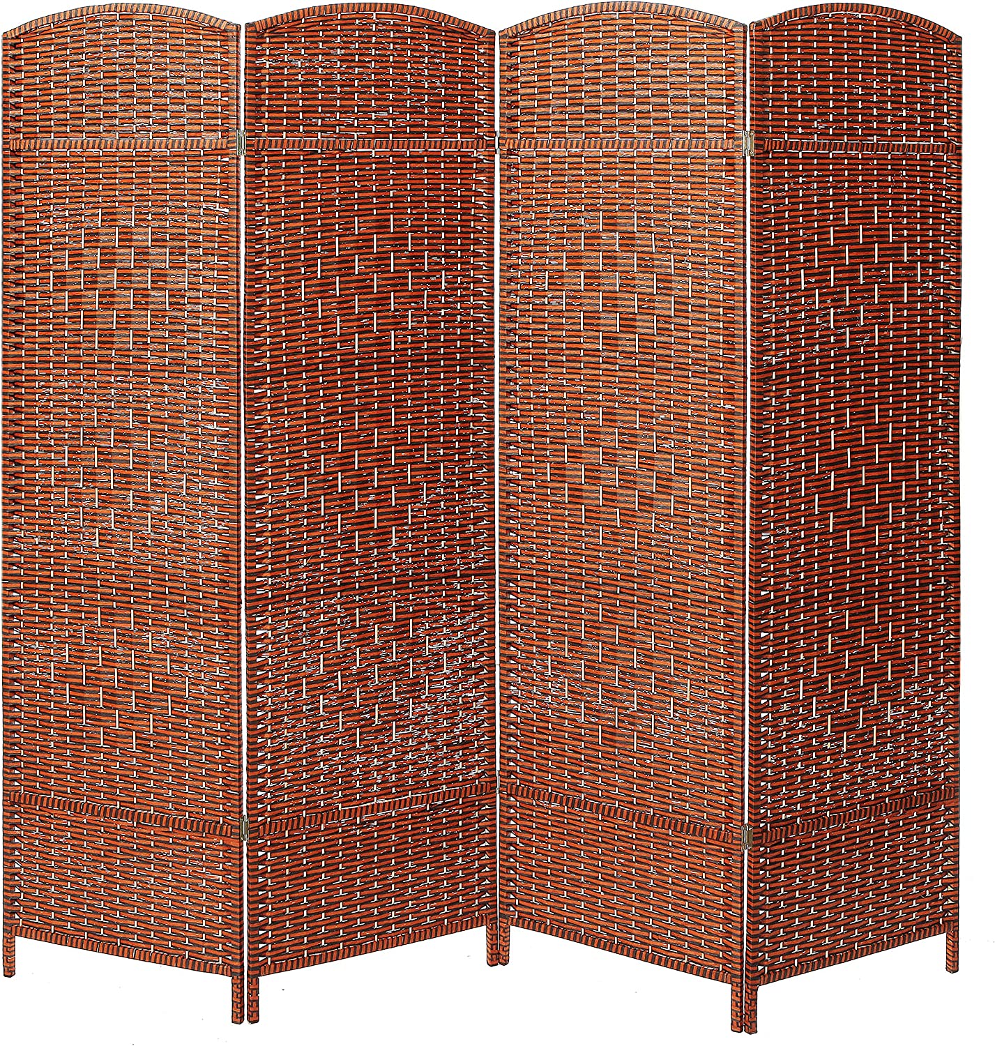 KEERDAO Decorative Woven Brown Wood Room Divider, 6 FT Standing Wall ...