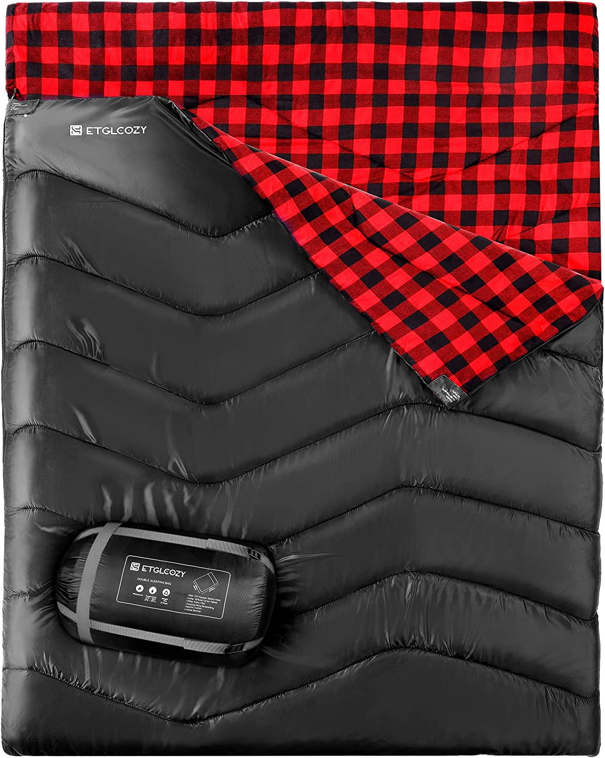 KEERDAO Double Sleeping Bag for Adults Kids Camping, XL Queen Size