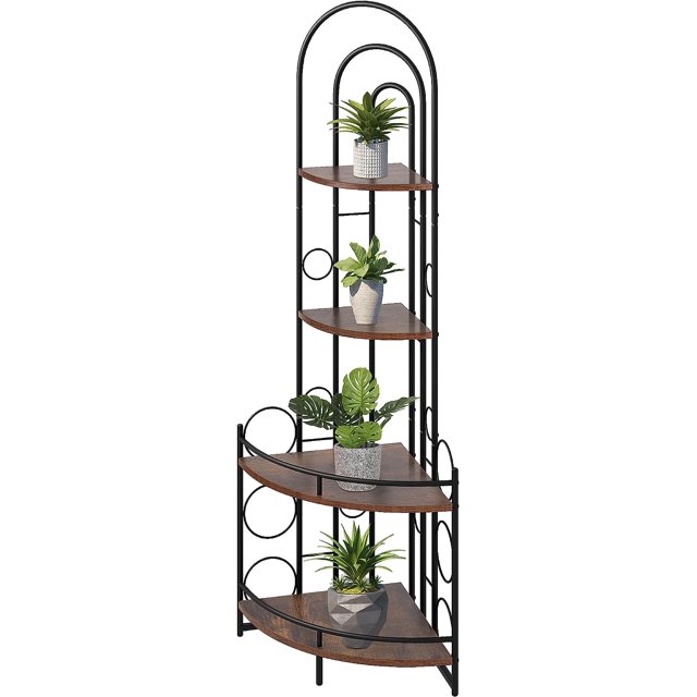 KEERDAO FanShaped Corner Storage Shelves,4Tier Corner Shelf,Corner Shelves for Storage and