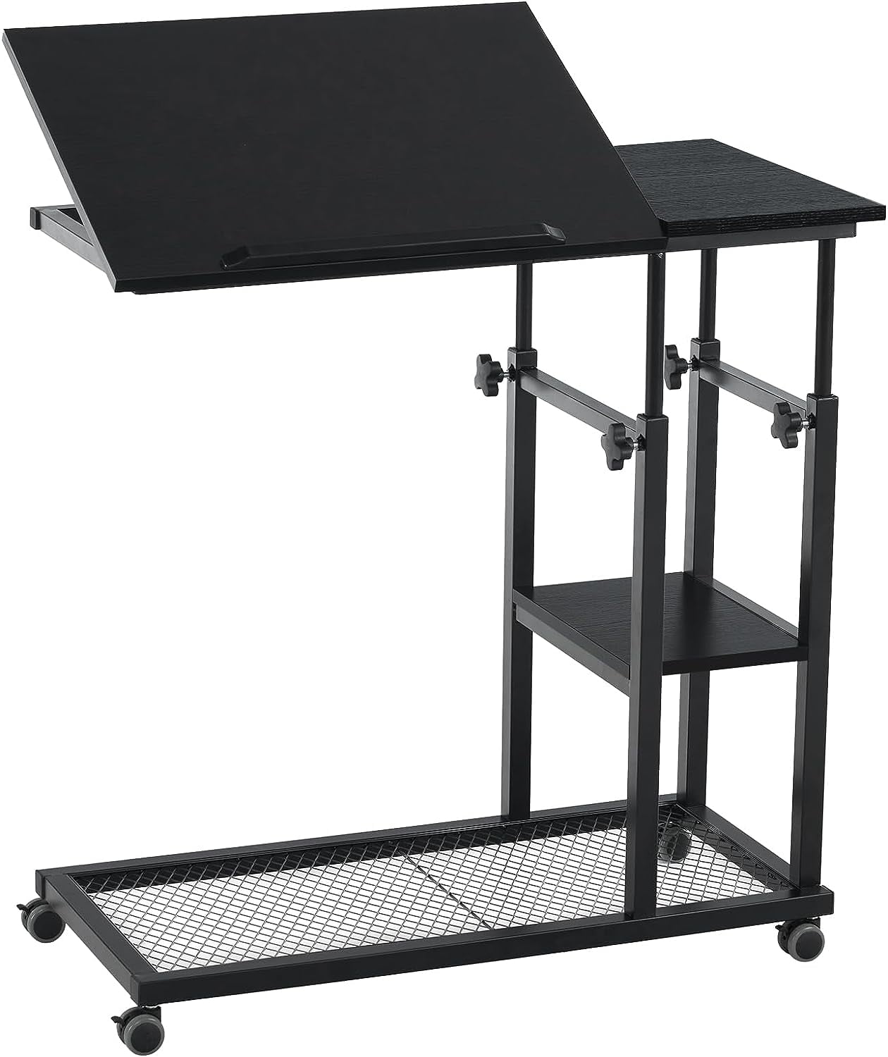 KEERDAO Height Adjustable C Shaped End Table, Couch Side Table with