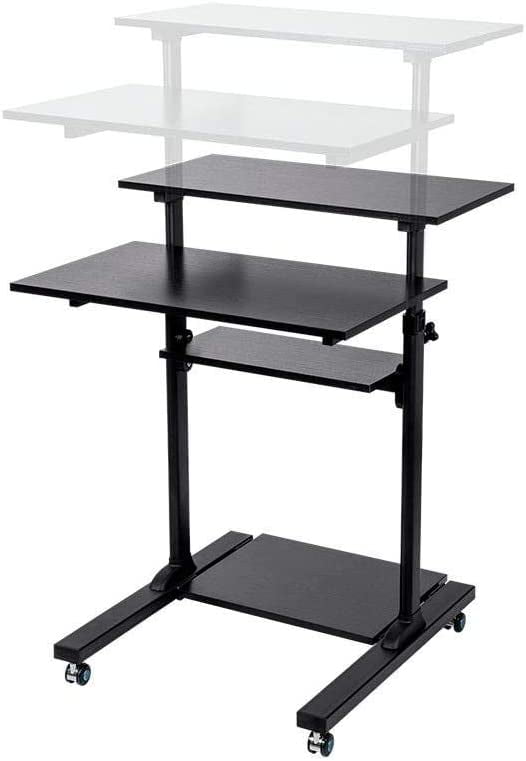 KEERDAO Height Adjustable PC Workstation Cart for Seated or Standing