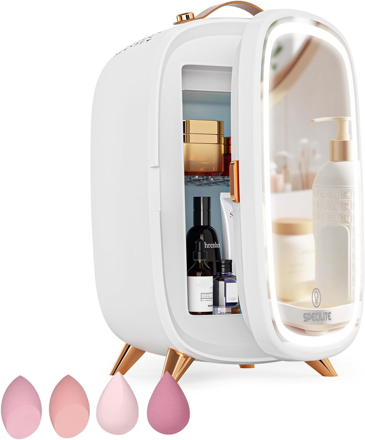 KEERDAO Mini Fridge, 6L Skincare Fridge with Mirror and LED Lighting