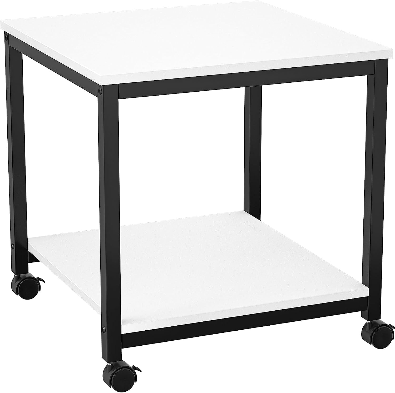 KEERDAO Mobile 20 Inch Square End Table, 2Tier Mini Fridge Printer