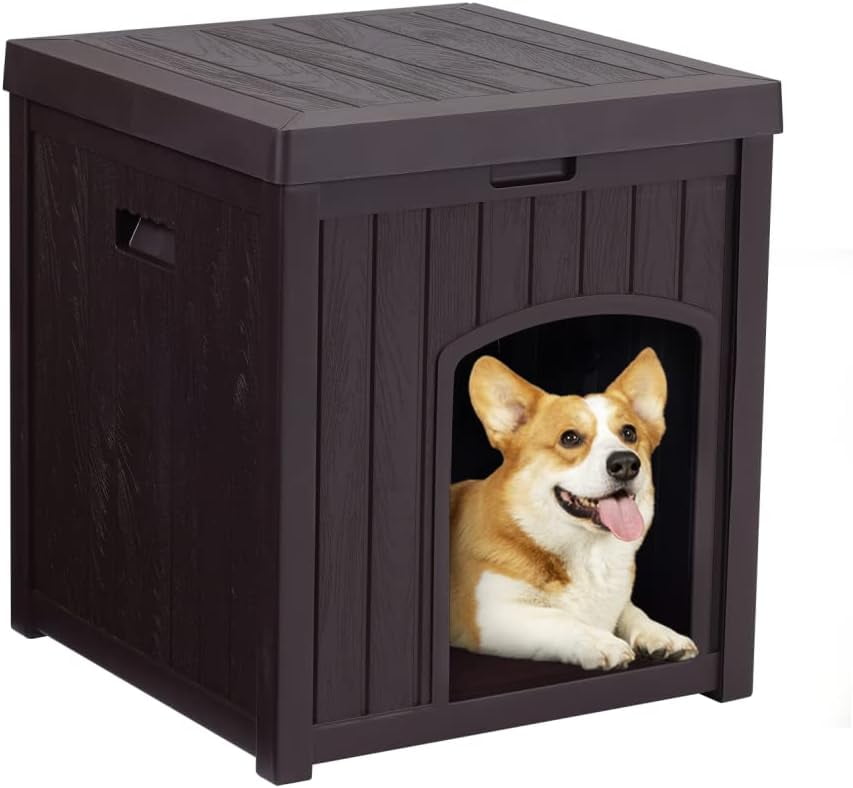 KEERDAO Plastic Insulated Dog House Outdoor for Small Medium Dogs