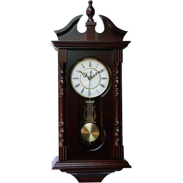 KEERDAO Wall Clocks Grandfather Wood Wall Clock with Chime. Pendulum Wood Traditional Clock