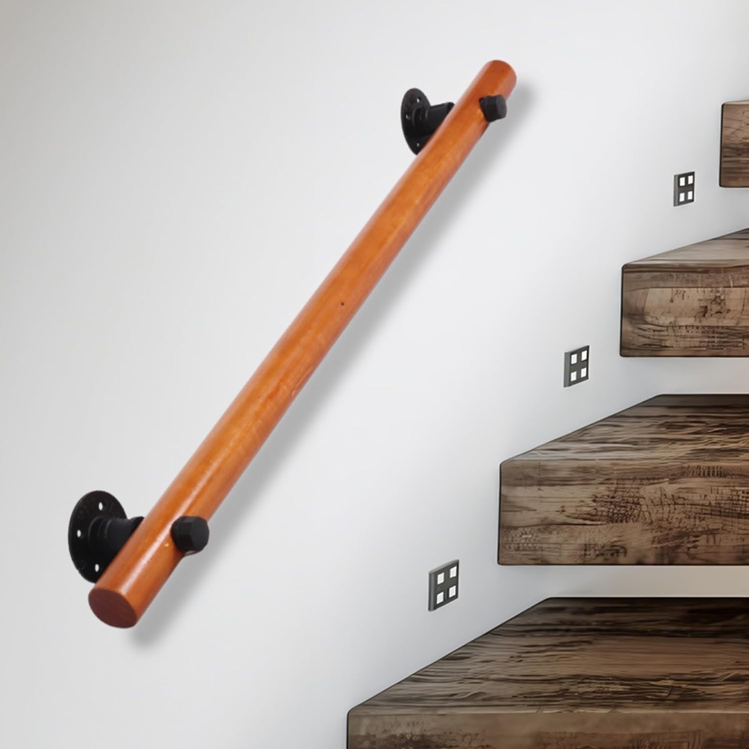 KEERDAO Wood Handrails for Indoor Stairs, 3.3ft Safety NonSlip Stair