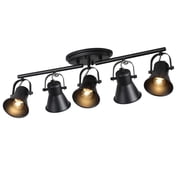 KEESFU 5-Light Industrial Track Lighting Kit, Black Directional Ceiling Mount Spotlight Fixture for Kitchen, Living Room, and Dining Area