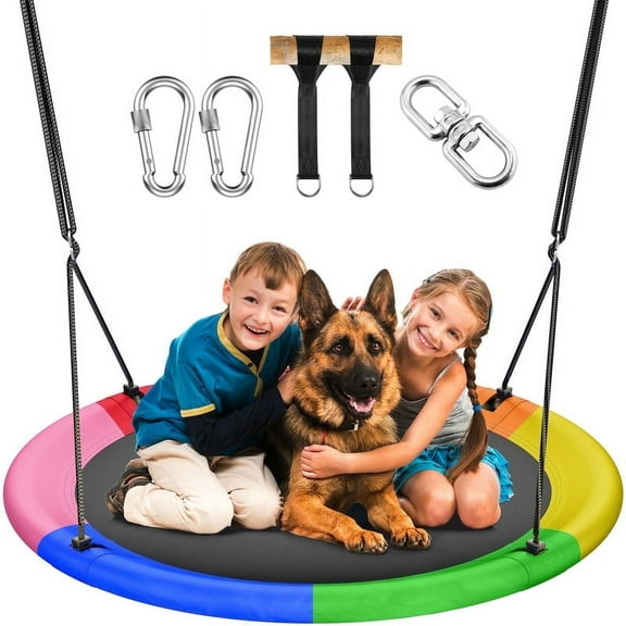MIHOVER 43 Inch Saucer Tree Swing Flying Indoor Outdoor Play Set Swing for Kids - Colorful