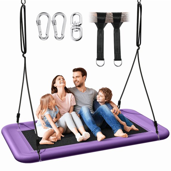 60"Giant Platform Tree Swing, 700 lb Weight Capacity, Durable Steel Frame - Purple