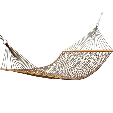KEESTP Comfort 2 Person Cotton Rope Hammock, 500lb Capacity,Portable Hammocks for Camping Outdoor/Indoor Patio Backyard - Brown