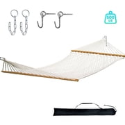 KEESTP Comfort 2 Person Cotton Rope Hammock, 500lb Capacity,Portable Hammocks for Camping Outdoor/Indoor Patio Backyard - Gray