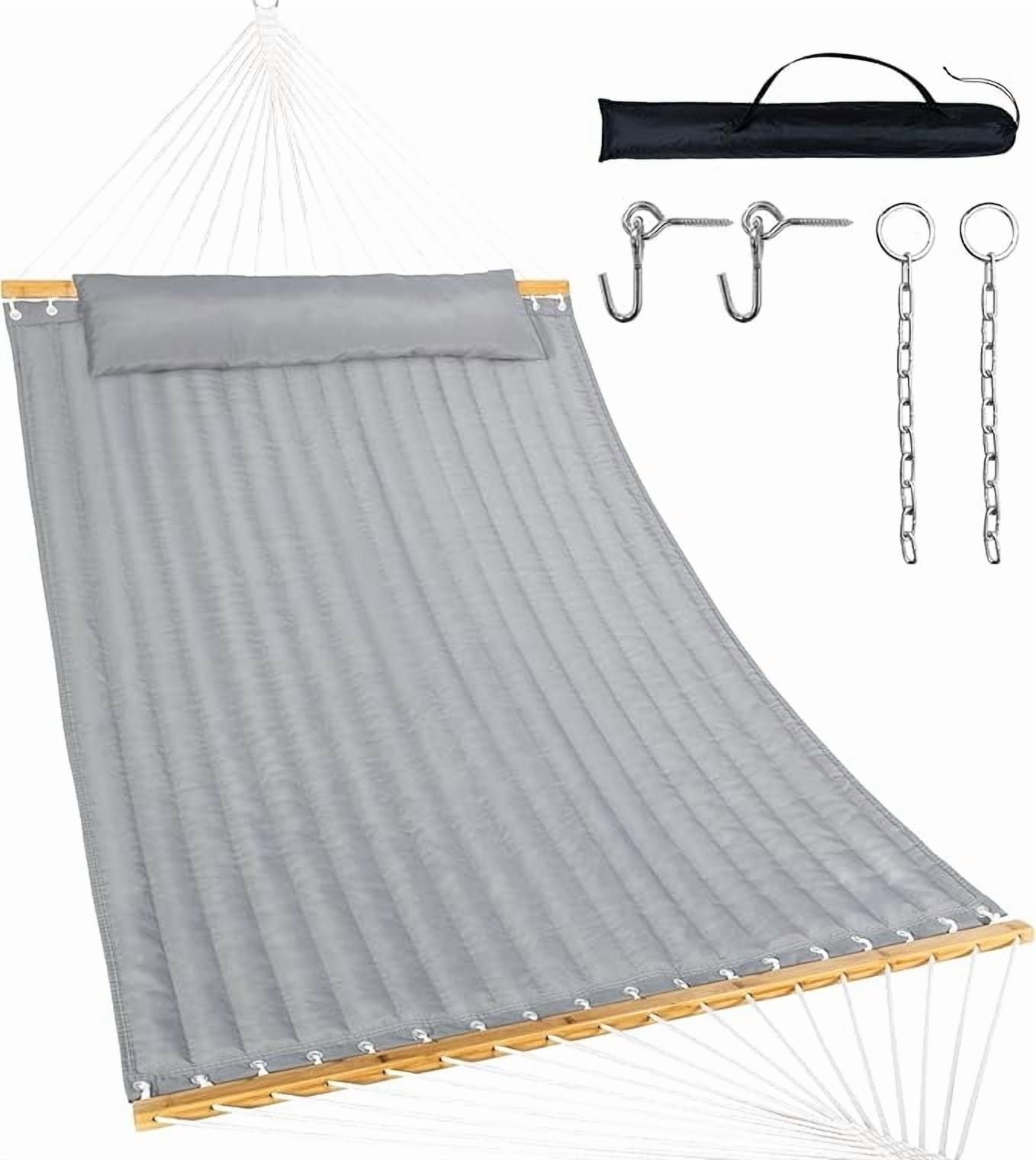 KEESTP 2 Person Portable Double Hammock Without Stand - 500lb Capacity Outdoor Hammock for Camping, Backyard - Gray