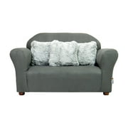 KEET Plush Kids Sofa with Accent Pillows - Charcoal