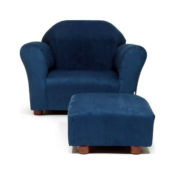 KEET Roundy Microsuede Navy Kids Chair with Ottoman