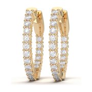 KEEVA JEWELS 0.25 Carat F-G/VS Round Lab Grown Diamond In Out Hoop Earring Made in Yellow Gold Plated Silver