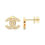 KEEVA JEWELS 0.25 Carat Moissanite X Stud Earring for Women Made in Yellow Gold Plated Silver