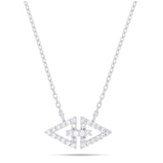 KEEVA JEWELS 0.50 Carat Round F-G VS Lab Grown Diamond Unique Style Classic Light Weight 18 Inches Neckalc for Women, White Gold Plated Silver