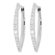KEEVA JEWELS 0.75 Carat Round F-G/VS Lab Grown Diamond Hinged Hoop Earring for Women Made in White Gold Plated Silver